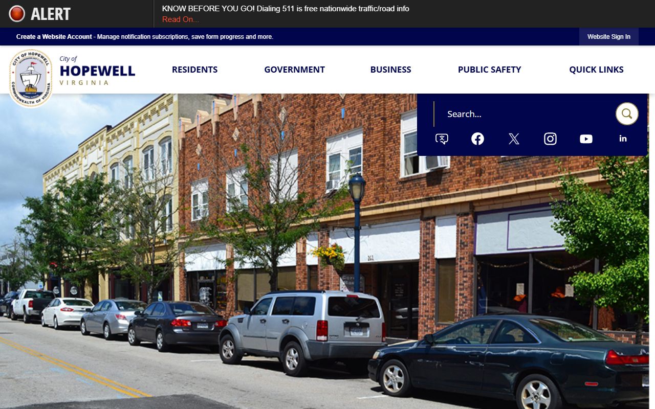 Hopewell city government website showing public records access