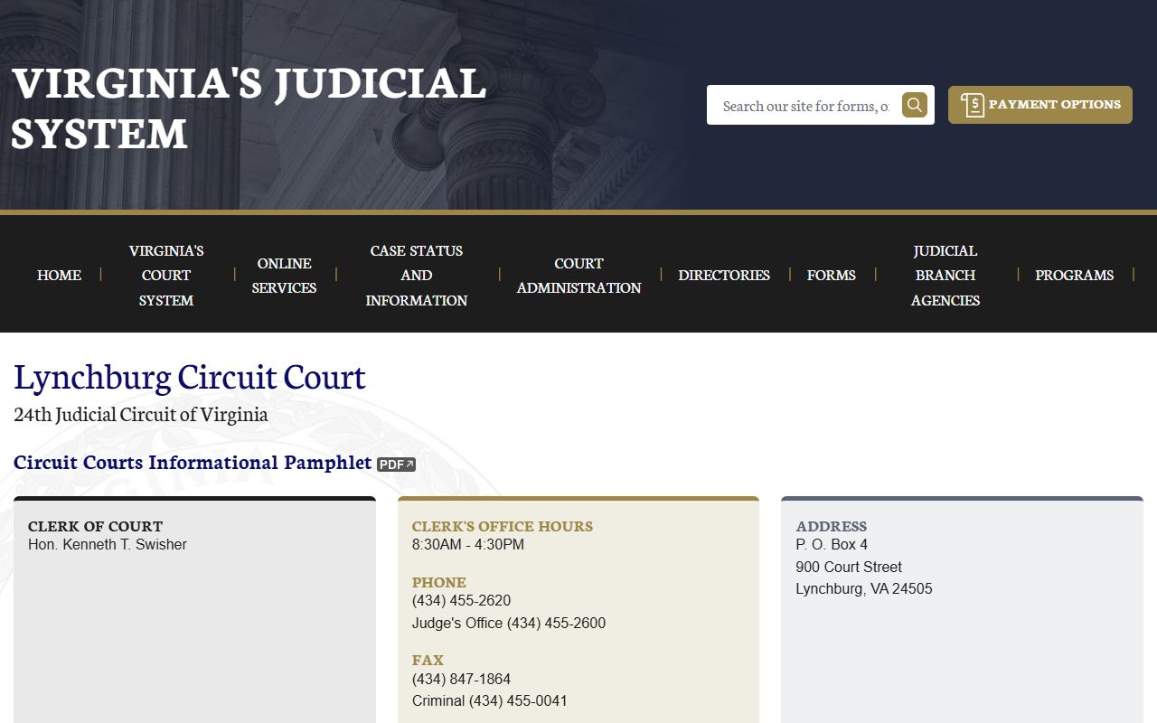 Lynchburg Virginia circuit court judicial system page