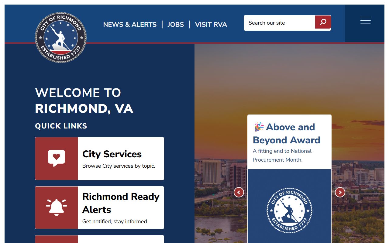 Richmond city government website for bankruptcy and court records