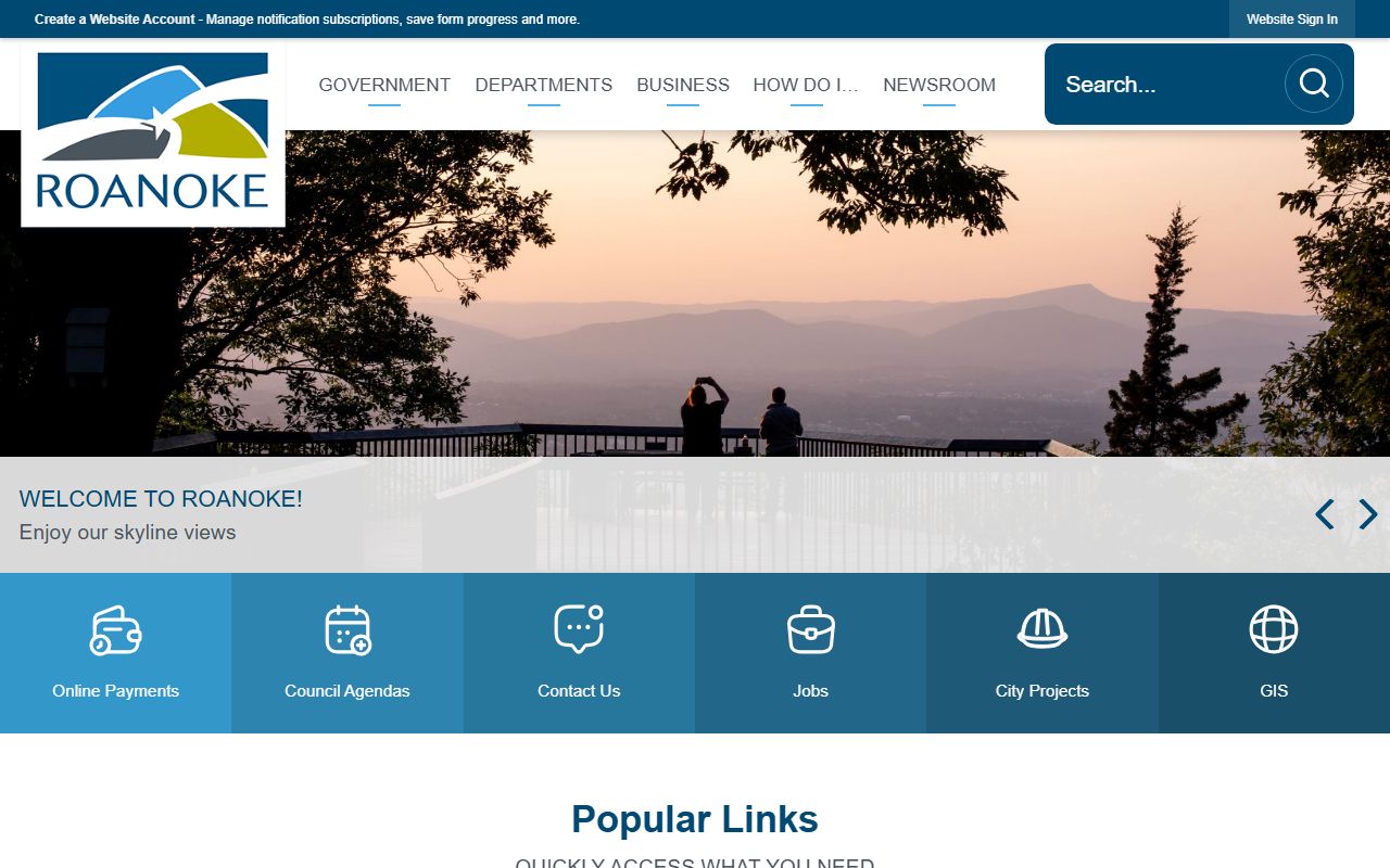 Roanoke city government website for bankruptcy and court records