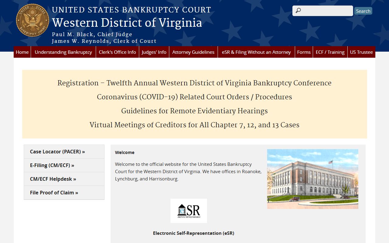 Western District of Virginia Bankruptcy Court website for Albemarle County bankruptcy records