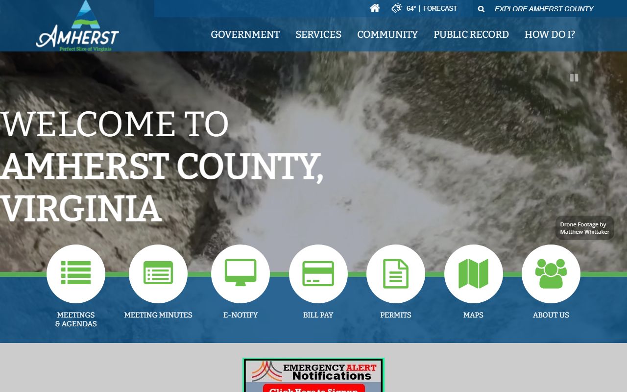 Amherst County government website with circuit court clerk and bankruptcy records access information