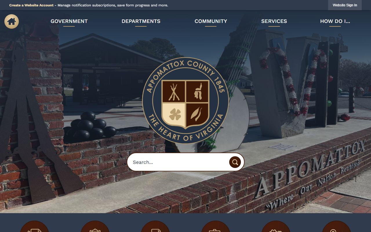 Appomattox County government website with circuit court and bankruptcy records information