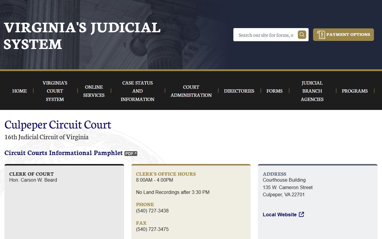Virginia Judicial System - Culpeper County Bankruptcy Records