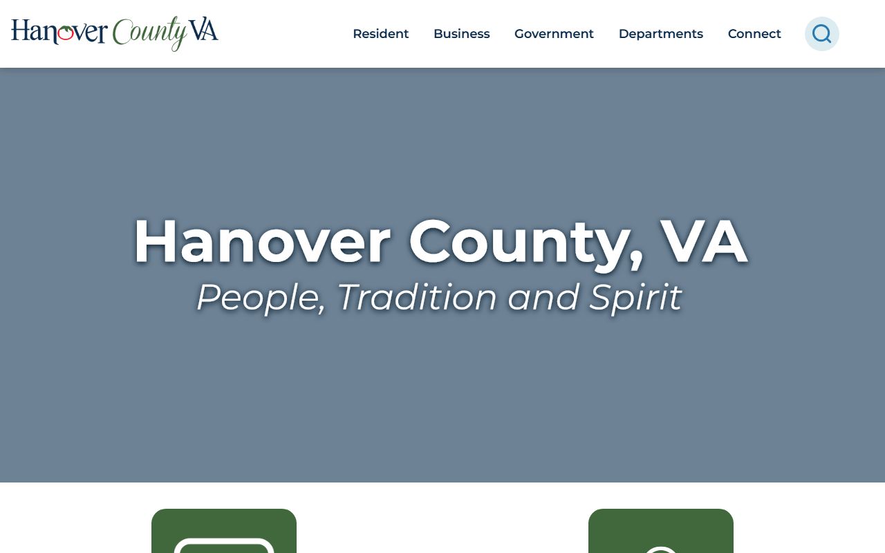 Hanover County government website showing public records access for bankruptcy records research
