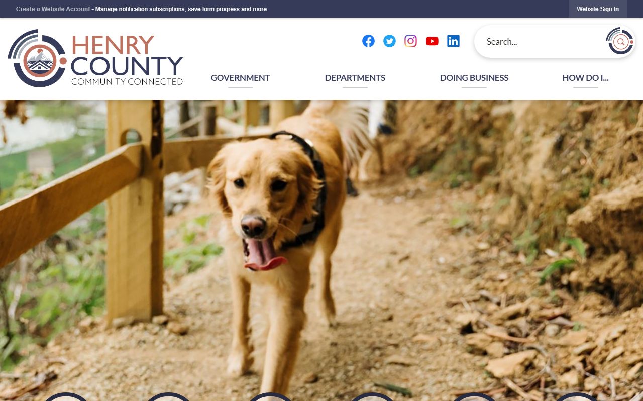 Henry County government website showing resources for public records and bankruptcy records research