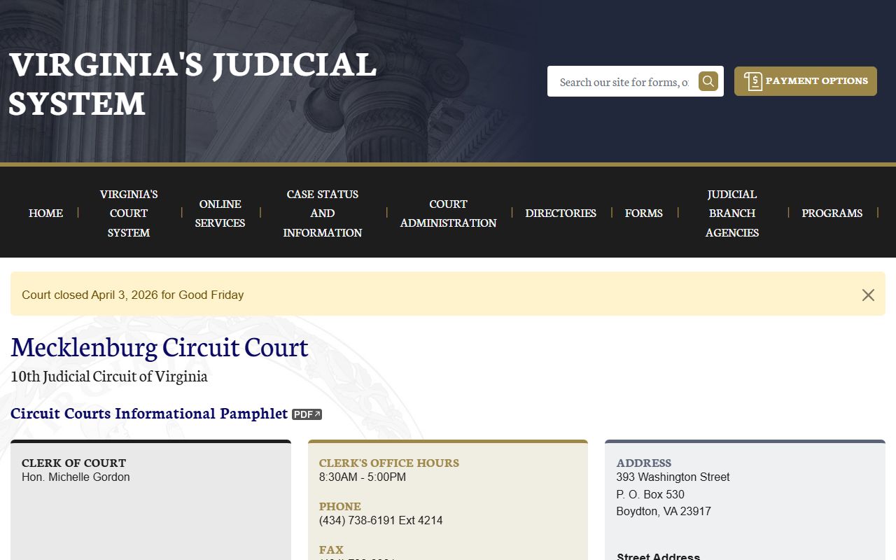 Mecklenburg County Virginia Judicial System bankruptcy records