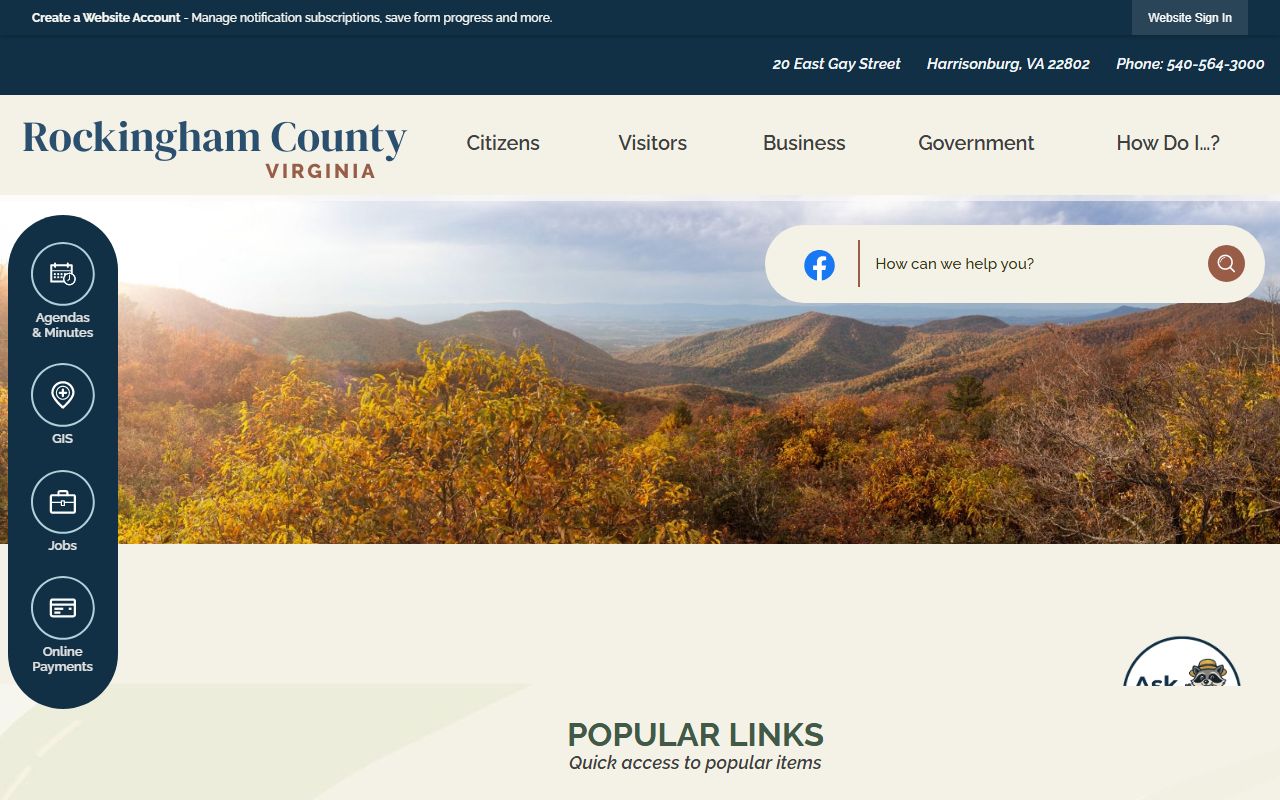 Rockingham County government website showing bankruptcy records resources