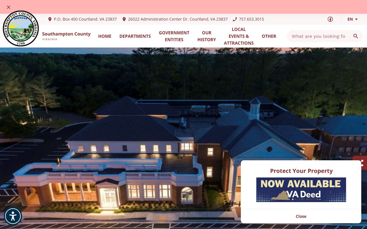 Southampton County government website for bankruptcy records